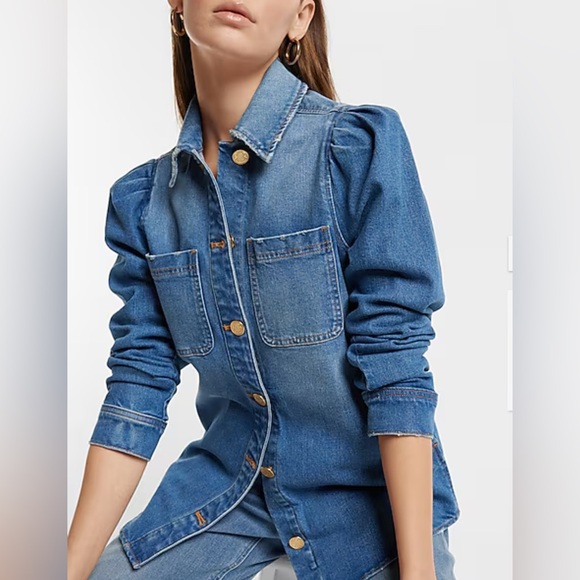 Denim Puff Jacket - Picture 1 of 16